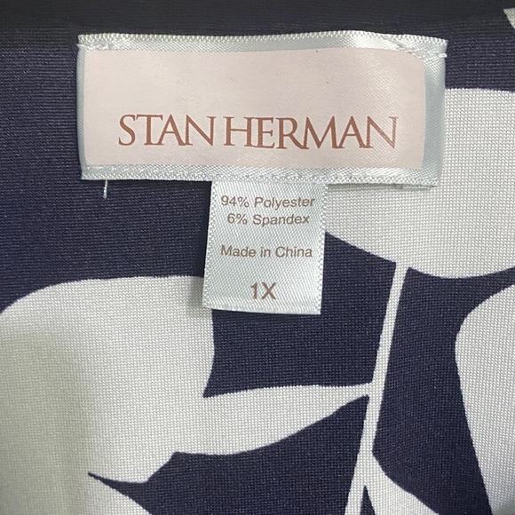 Stan Herman Navy and White Floral Kaftan with Side Pockets Size 1XL - Picture 3 of 6